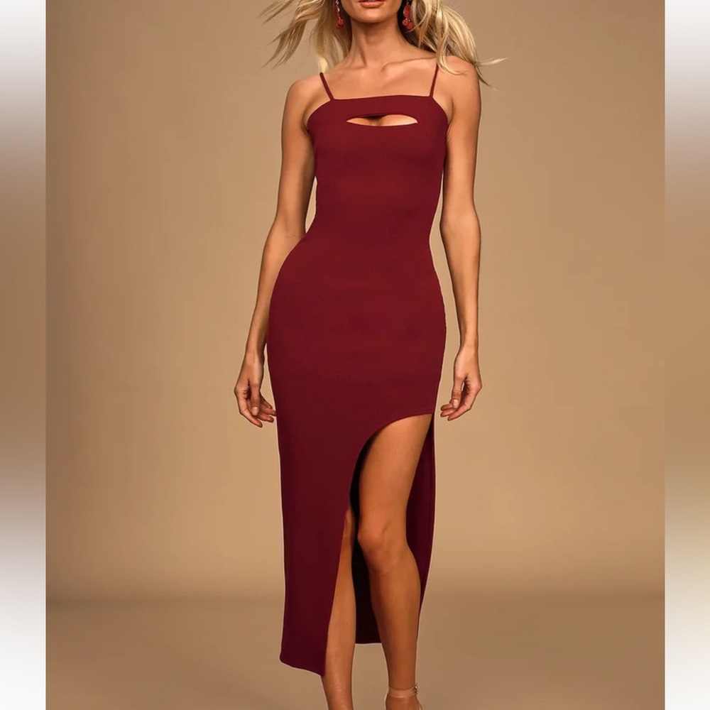 Lulus stunned and speechless burgundy red cutout dress size large